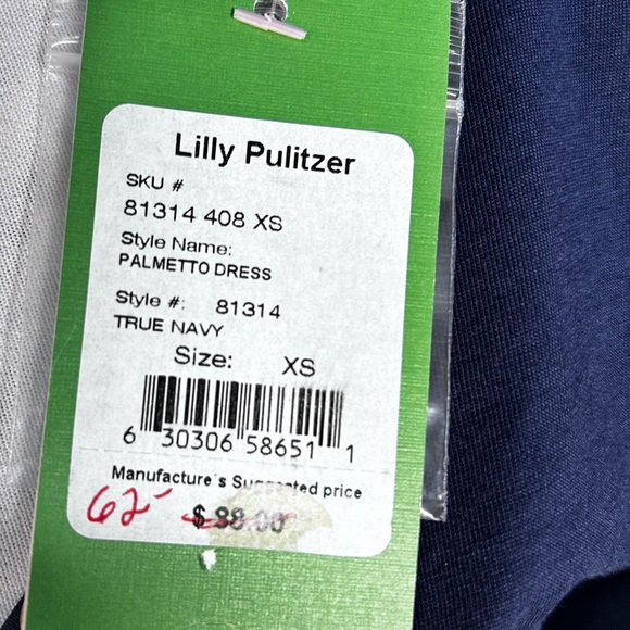 LILLY PULITZER Palmetto Pima Cotton V Neck T Shirt Dress in True Navy NWT Sz XS - Picture 12 of 14